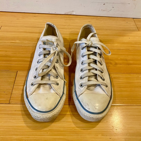 White Leather Converse size 8 - Picture 3 of 9